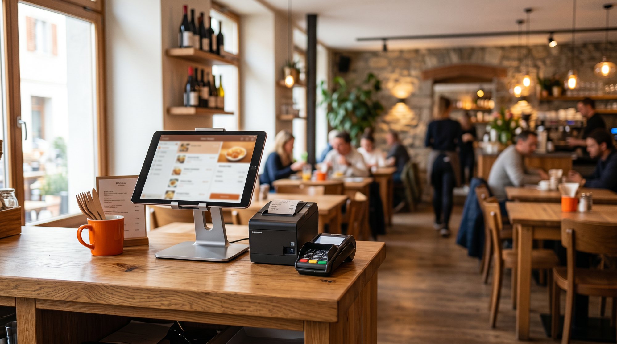 Kapy Kasse mit Bondrucker und Zahlterminal in einem Café